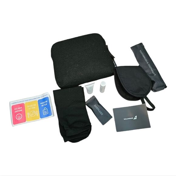 Iceland Air First Class Amenities Bag, Chapstick toothpaste toothbrush eye mask - Picture 2 of 8